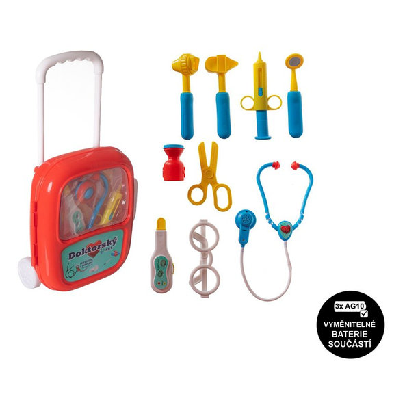 TEDDIES Sada doktor / lekár plast sa stetoskopom v plastovom kufríku na kolieskach