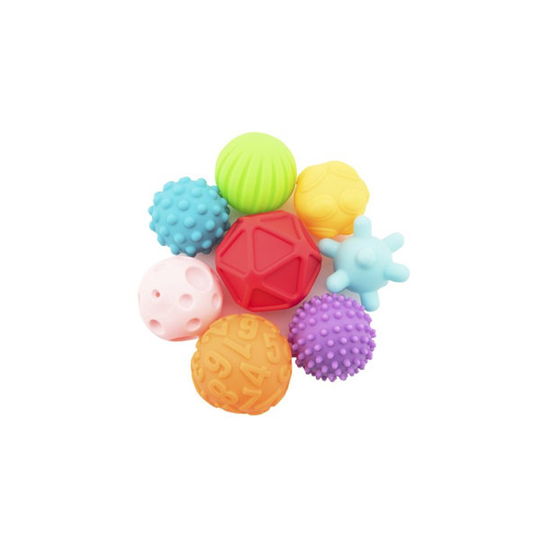 TEDDIES Sada loptičiek 8 ks s textúrou gumové 6-7 cm 6m +