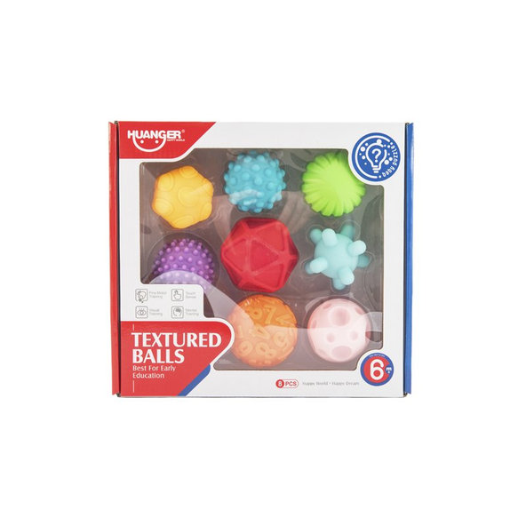 TEDDIES Sada loptičiek 8 ks s textúrou gumové 6-7 cm 6m +