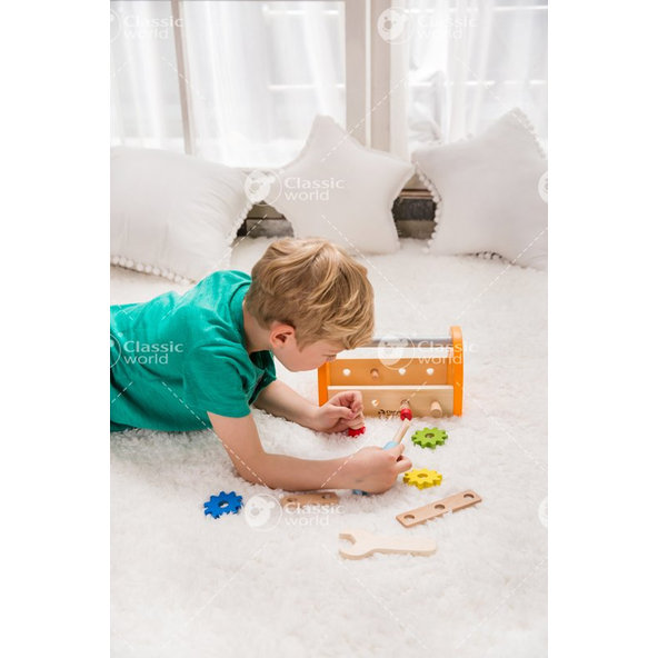 TEDDIES Sada náradia drevo 16 ks s dreveným boxom