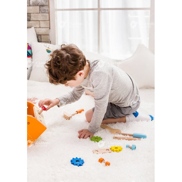 TEDDIES Sada náradia drevo 16 ks s dreveným boxom