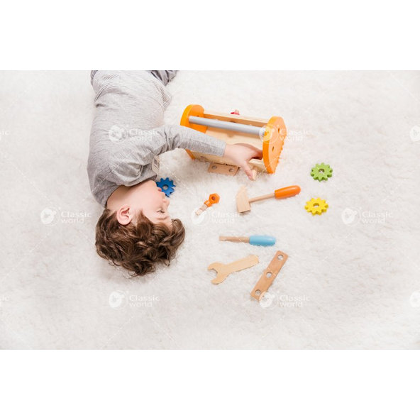 TEDDIES Sada náradia drevo 16 ks s dreveným boxom