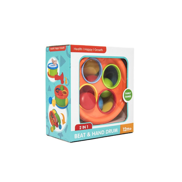 TEDDIES Zatĺkačka / Bubienok 17cm 2v1 s kladivkom s loptičkami 4ks 2 farby 12m +
