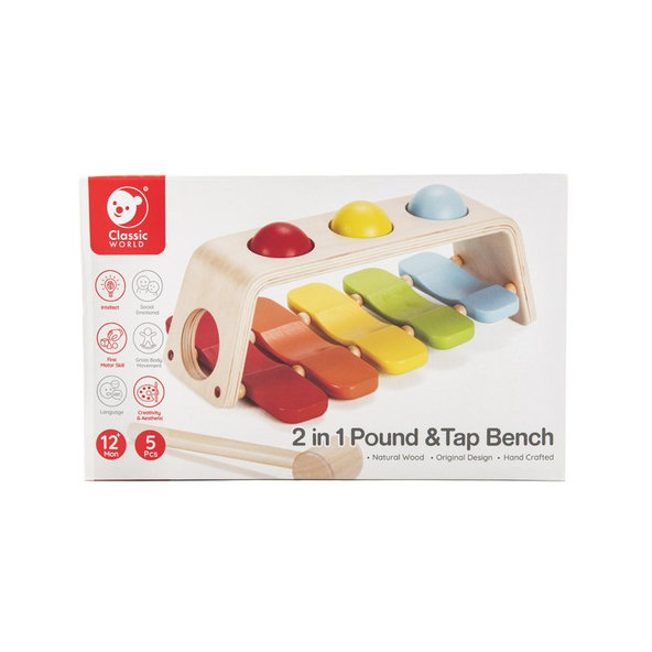 TEDDIES Zatĺkačka / Xylofón 2v1 s kladivkom s guľami 12m +