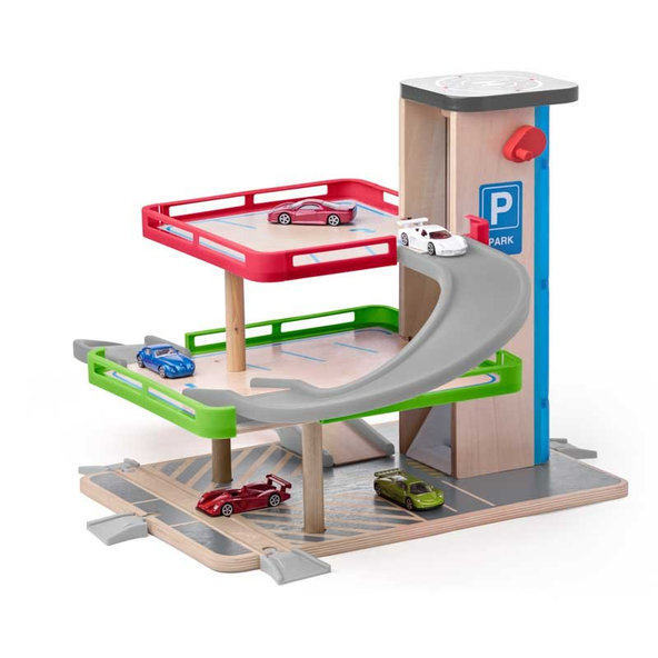 WOODY Garáž s výťahom a príslušenstvom - drevo/plast