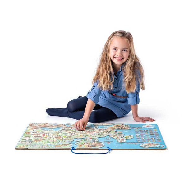 WOODY Mapa EURÓPY magnetická, spoločenská hra 3 v 1, ČJ