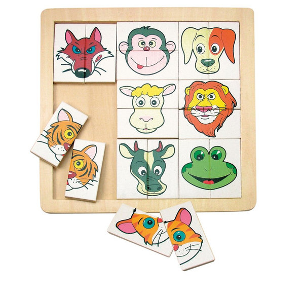 WOODY Skládanka "Zvířecí hlavičky"