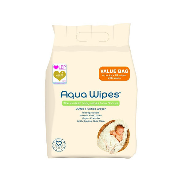 4x AQUA WIPES EKO Obrúsky detské vlhčené, 64ks