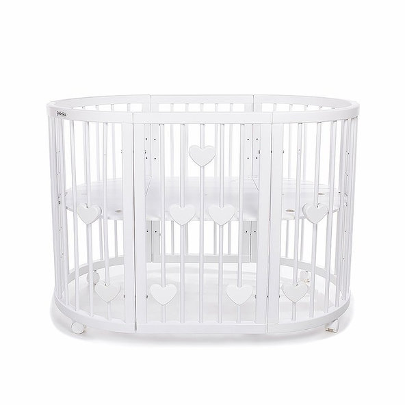 MIMIKO Postieľka okrúhla 9v1 Hearts White