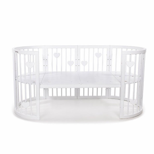 MIMIKO Postieľka okrúhla 9v1 Hearts White