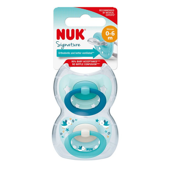NUK Cumlík Signature 0-6m. 2 ks box chlapec