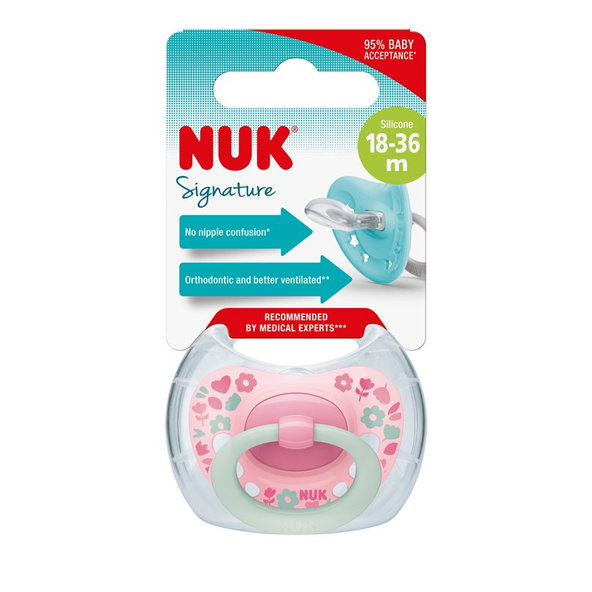 NUK Dudlík Signature 18-36 m box sv.ružová