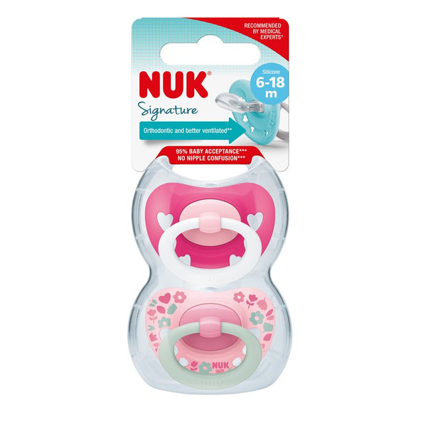 NUK Cumlík Signature 6-18m. 2 ks box holka