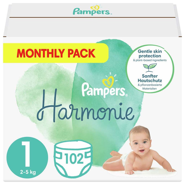 PAMPERS Harmonie Veľkosť 1, 102 ks, 2-5  kg