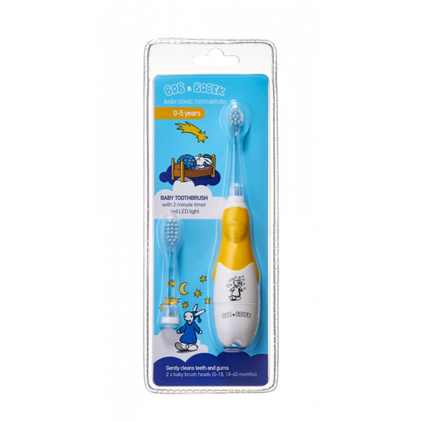 Bob a Bobek detská sonická zubná kefka, žltá 0-5 rokov