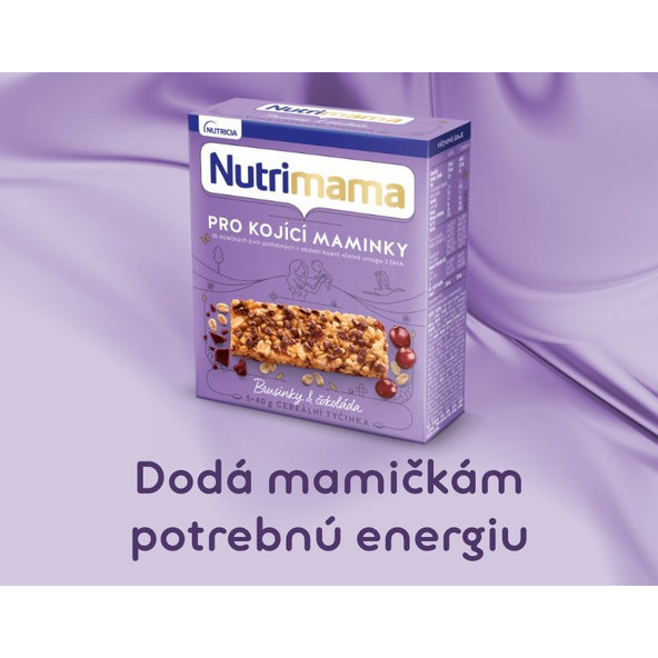 Nutrimama CEREÁLNE TYČINKY Brusnice a čokoláda (pre dojčiace matky), 5x40g (200g)