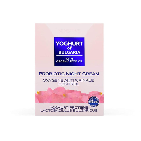 Nočný pleťový krém proti vráskam probiotický s organickým ružovým olejom YOGHURT OF BULGARIA 50 ml