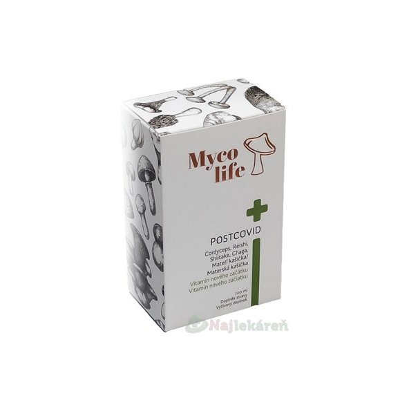 Myco life - POSTCOVID, roztok (cordyceps, reishi, shiitake, chaga a materská kašička) 1x100 ml