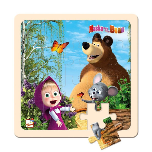 BINO Máša a medveď puzzle s myškou 20x20 cm