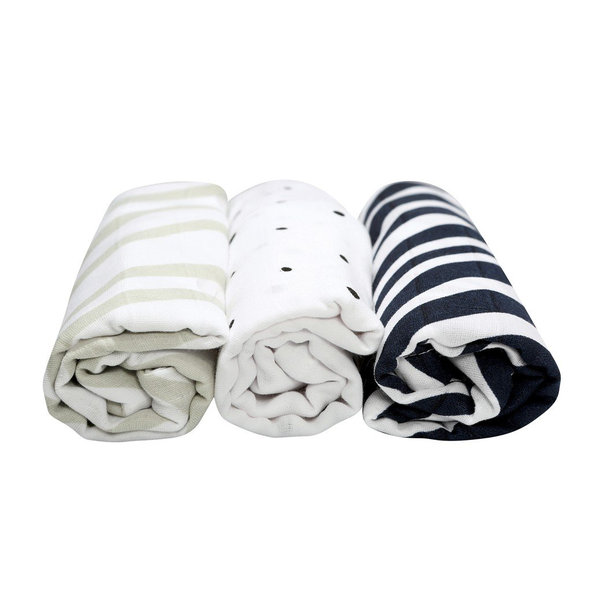 MOTHERHOOD Plienky mušelínové 70x80 cm, 3ks Dark Blue Zebra