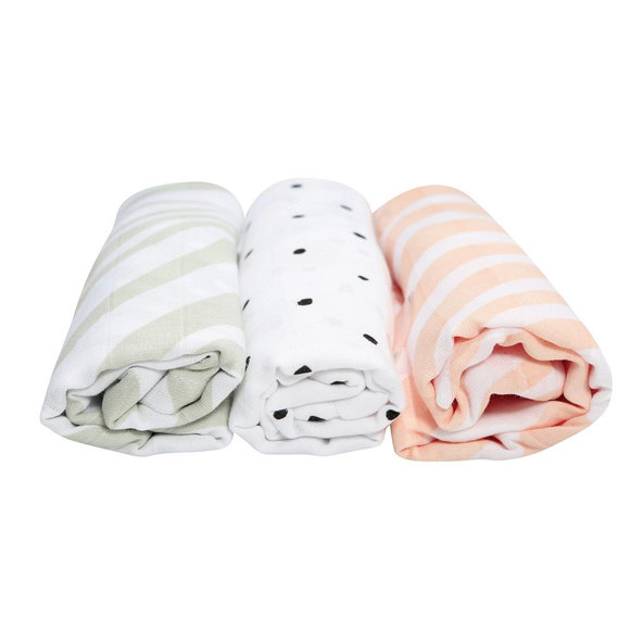 MOTHERHOOD Plienky mušelínové 70x80 cm, 3ks Salmon Zebra