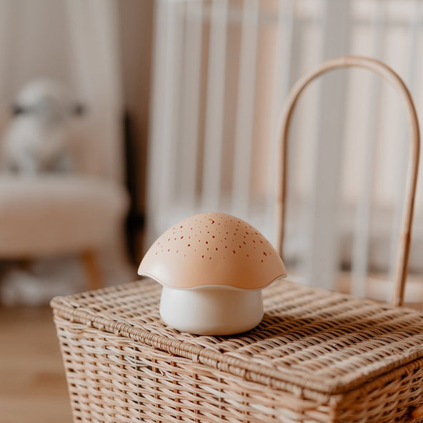 PABOBO Projektor nočnej oblohy s bielym šumom a senzorom plaču Star Mushroom Pink