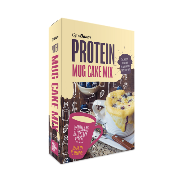 Proteínový Mug Cake Mix - GymBeam, vanilka s kúskami čučoriedok, 500g