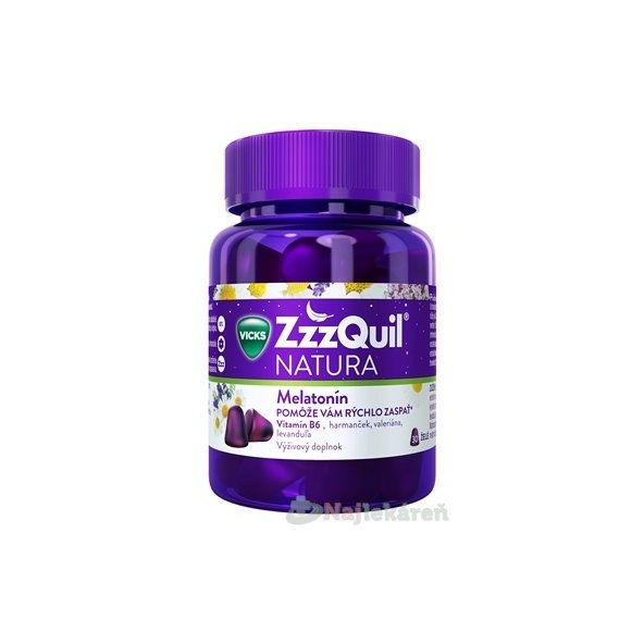 ZzzQuil NATURA - Melatonín, želé cukríky s príchuťou lesné ovocie, 30 ks