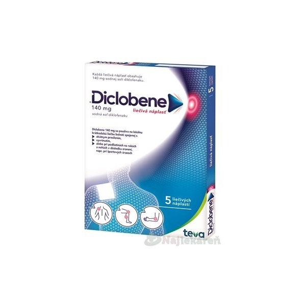Olfen 140 mg (Diclobene) liečivá náplasť na liečbu bolesti 5 ks