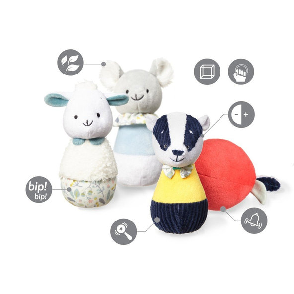 BABYONO Hračka kolky plyšove jazvec Edmund set 4 ks, 3m+