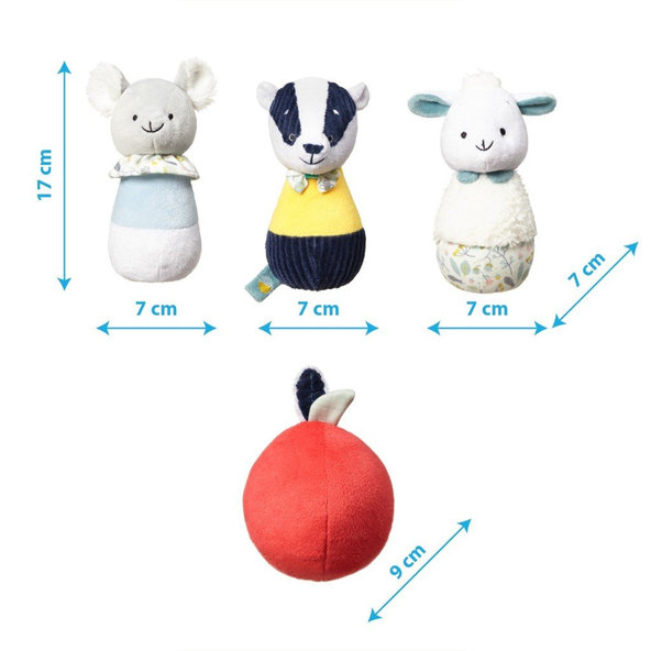 BABYONO Hračka kolky plyšove jazvec Edmund set 4 ks, 3m+