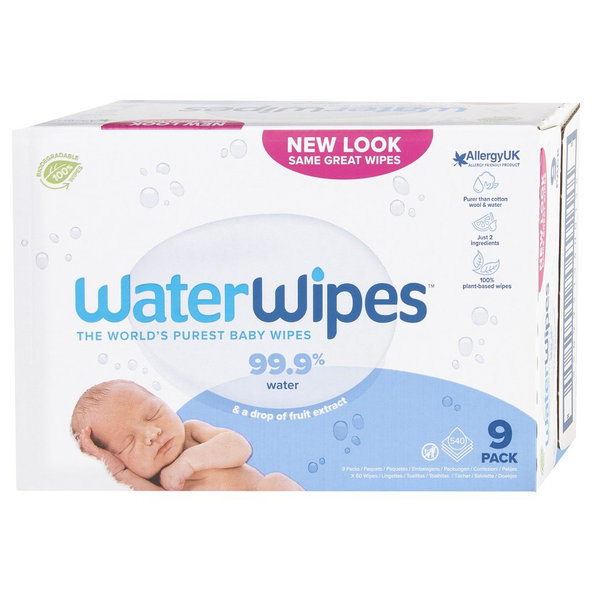 9x WATERWIPES 100% BIO odbúrateľné obrúsky 60ks