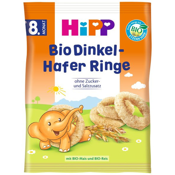 HiPP BIO Špaldové-ovsené prstienky od 8. mesiaca, 30 g