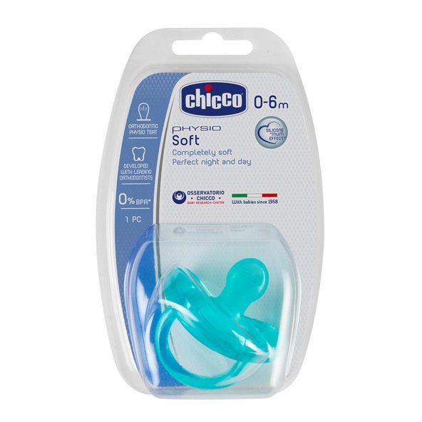 CHICCO Cumlík Physio Soft celosilikónový chlapec (0-6 m)