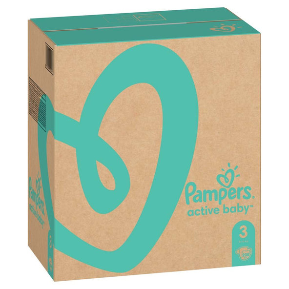 PAMPERS Active Baby 3 (6-10 kg) 208 ks MESAČNÁ ZÁSOBA – jednorazové plienky