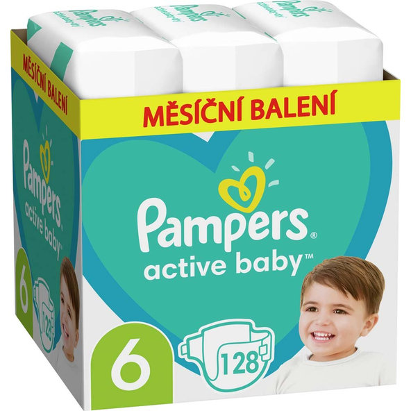 PAMPERS Active Baby 6 (13-18 kg) 128 ks Extra Large - jednorázové plienky