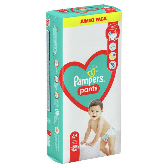 PAMPERS Nohavičky plienkové Active Babydry 4+ MAXI+ 9-15kg 50ks Jumbo Pack