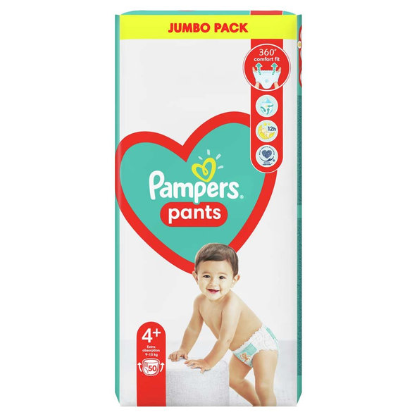 PAMPERS Nohavičky plienkové Active Babydry 4+ MAXI+ 9-15kg 50ks Jumbo Pack