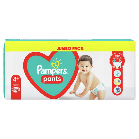 PAMPERS Nohavičky plienkové Active Babydry 4+ MAXI+ 9-15kg 50ks Jumbo Pack