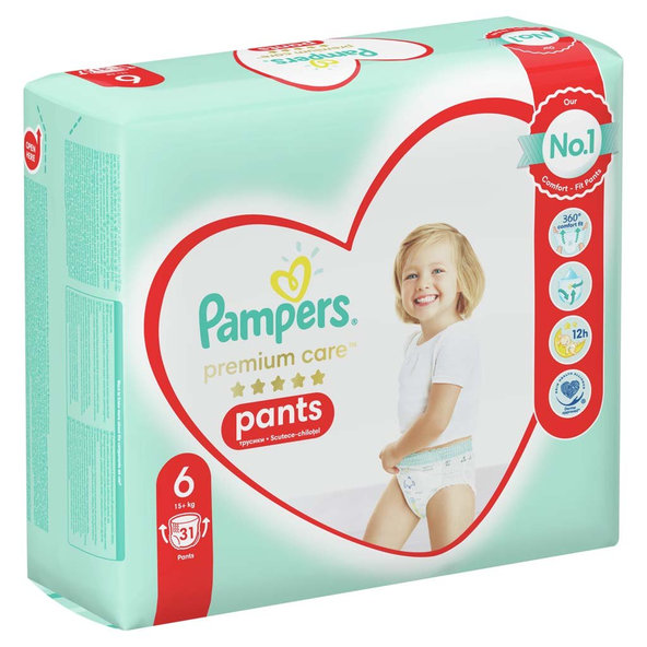 PAMPERS Nohavičky plienkové Premium Care Pants 6 EXTRA LARGE 16kg+ 31ks
