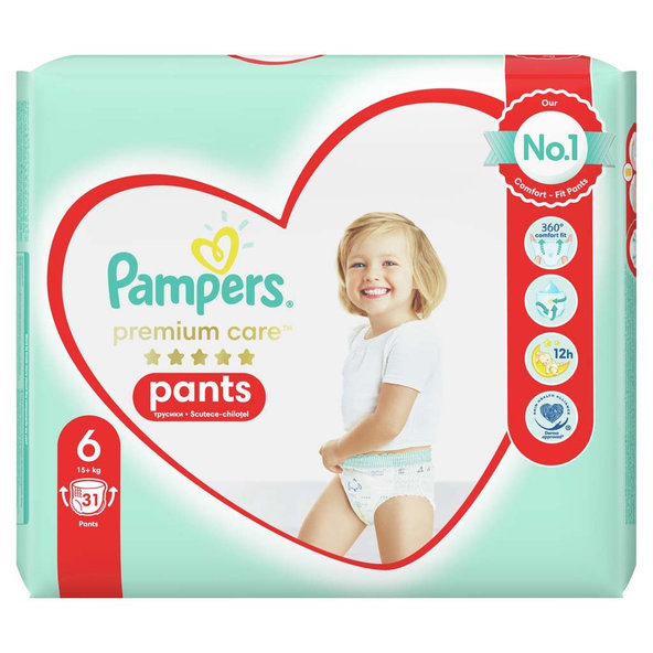 PAMPERS Nohavičky plienkové Premium Care Pants 6 EXTRA LARGE 16kg+ 31ks