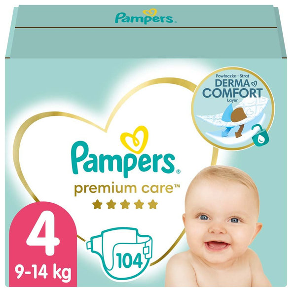 PAMPERS Premium Care 4 MAXI 104 ks (9-14 kg) MEGA Box - jednorazové plienky