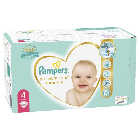 PAMPERS Premium Care 4 MAXI 104 ks (9-14 kg) MEGA Box - jednorazové plienky