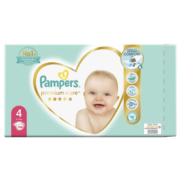 PAMPERS Premium Care 4 MAXI 104 ks (9-14 kg) MEGA Box - jednorazové plienky