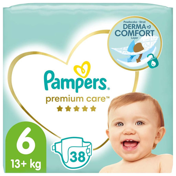 PAMPERS Premium Care jednorazové plienky veľ. 6, 38 ks, 13 kg+