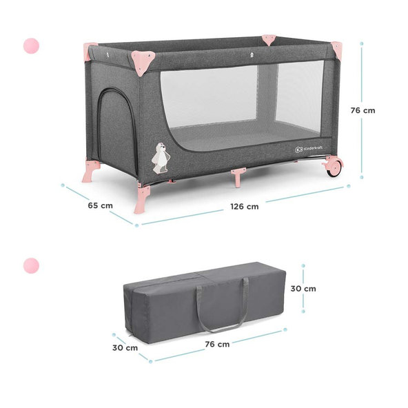 KINDERKRAFT Postieľka cestovná Joy Pink