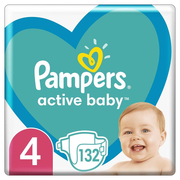 PAMPERS Plienky Active Baby 4 MAXI 9-14kg 132ks