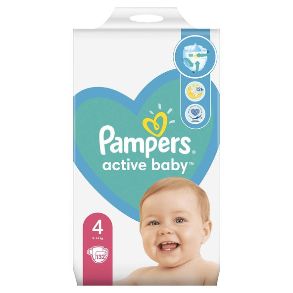 PAMPERS Plienky Active Baby 4 MAXI 9-14kg 132ks