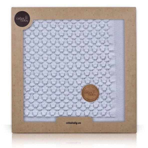 CEBA Deka pletená v darčekovom balení 90 x 90 modré vlny