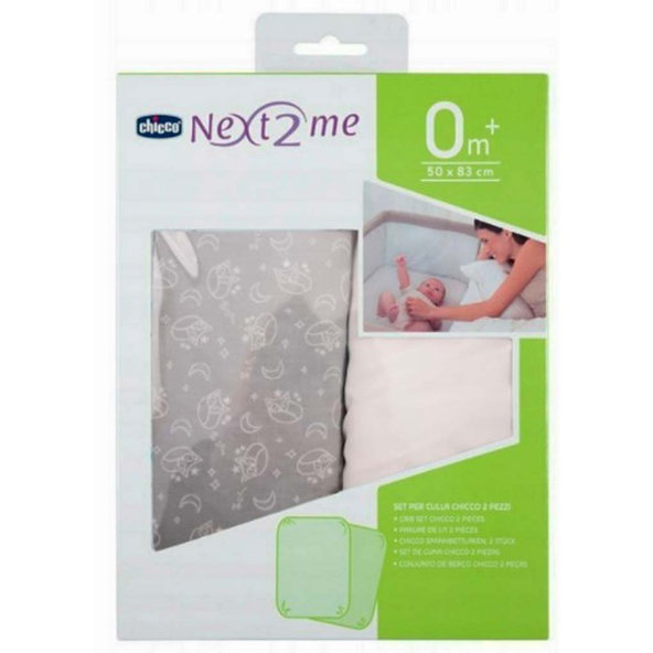 CHICCO Plachta na postieľku Next2Me 2 kusy - Grey fox